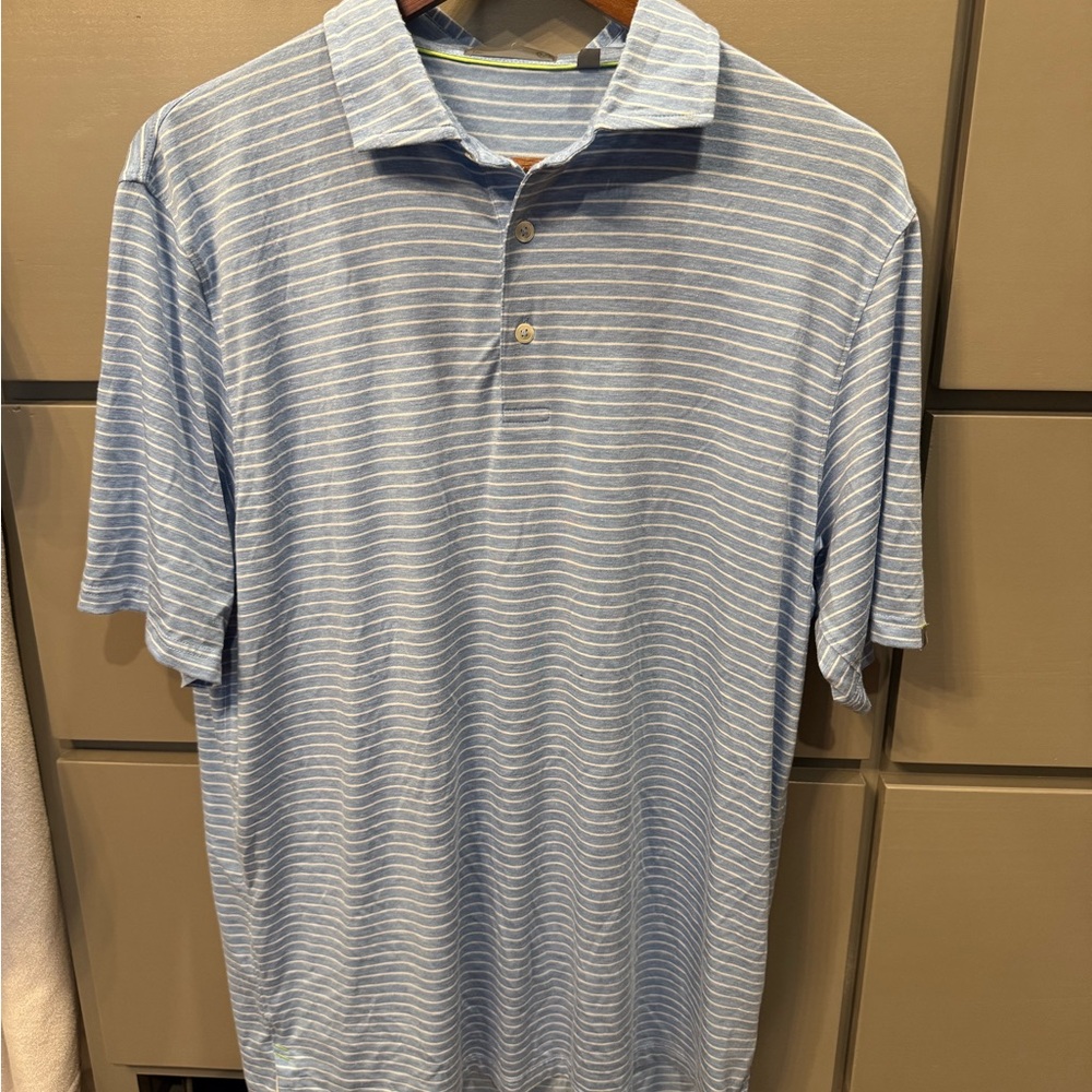 Classic Light Blue Striped Polo Shirt